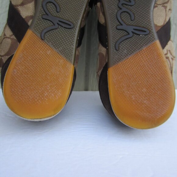 Coach Paddy Signature Monogram Brown Canvas Suede Sneakers Women’s Size 8.5 - Picture 14 of 15